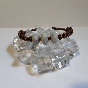 Gray Laced Agate Antiqued Copper Cuff Hand Wrapped